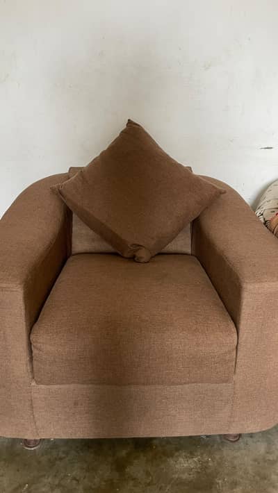 Stylish Brown Fabric Sofa Set with Cushions – Good Condition