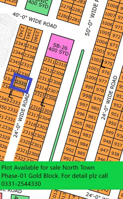 PLOT SALE IN NORTH TOWN RESIDENCY PHASE 1 GOLD BLOCK