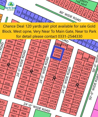 PAIR PLOT FOR SALE NORTH TOWN RESIDENCY PHASE-01 GOLD BLOCK