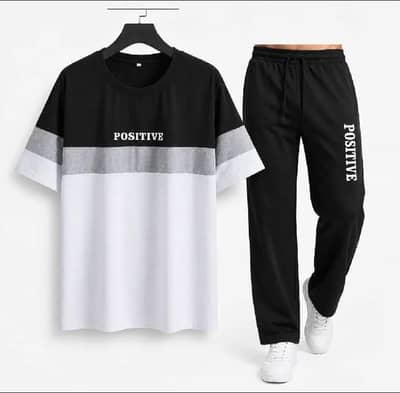 Men’s Premium Black & White Tracksuit | Stylish 2-Piece Sportswear Set