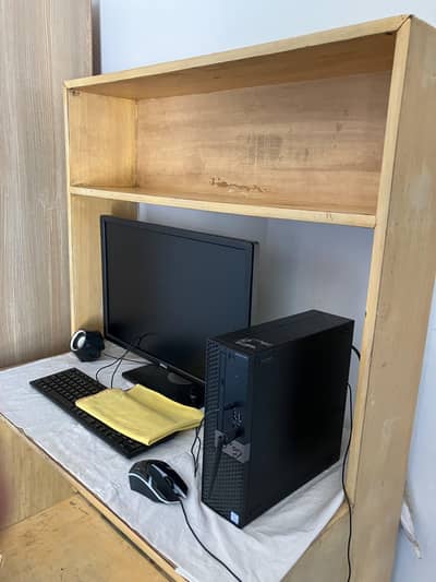 Heavy Wooden Computer Table / Study Table with Shelves & Drawer – Used