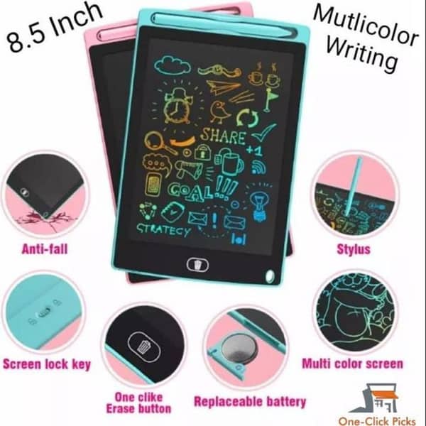 8.5 Inch LCD Writing Tablet for Kids | Digital Drawing Board Learning Pad with Stylus Pen | Reusable Electronic Writing Board