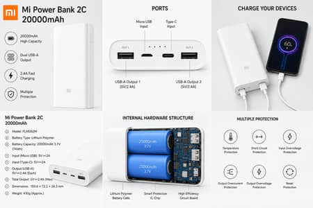 Xiaomi Mi Power Bank 2C 20000mAh White – Original High Capacity