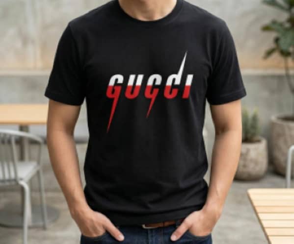 Cotton Tee I Sleek Black Guci-Style T-Shirt