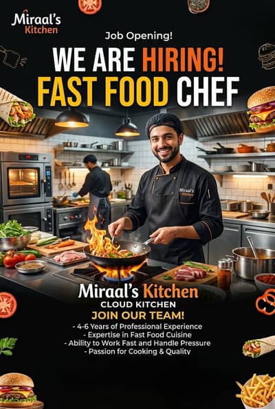 ضرورت برائے فاسٹ فوڈ شیف | Fast Food Chef needed