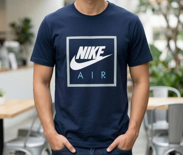 Crisp Cotton Tee I Sleek Dark Blue Nike Logo T-Shirt