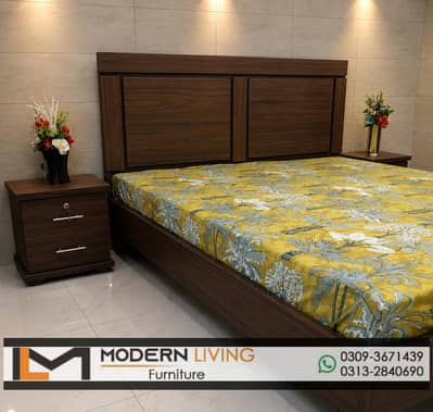 King size bed with 2 side tables best quality