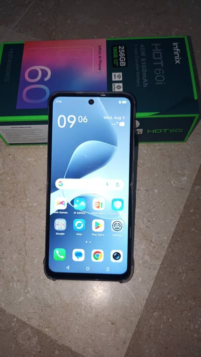 Infinix Hot 60 i.   16/256 9Month Warnty rhti hy.  Origional Box+Char.