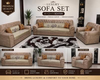 Luxury 7 Seater Sofa Set 4+2+1 | Beautiful Brown set