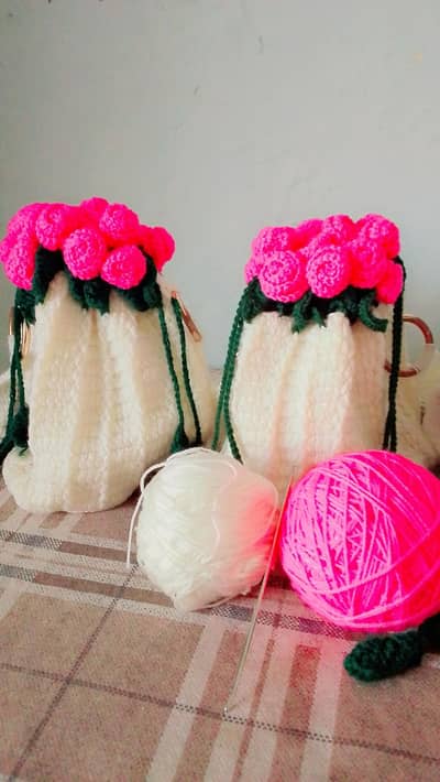 Handmade crochet bouquet bag