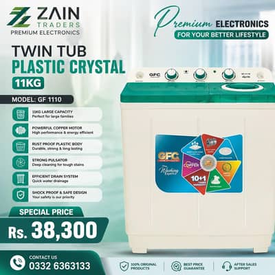 gfc twni tub washers and dryer crystal lid 11kg