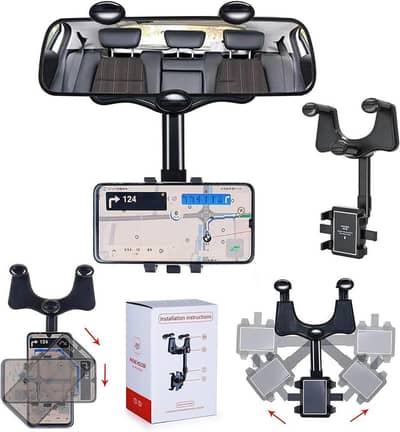 360° Car Rear View Mirror Phone Holder