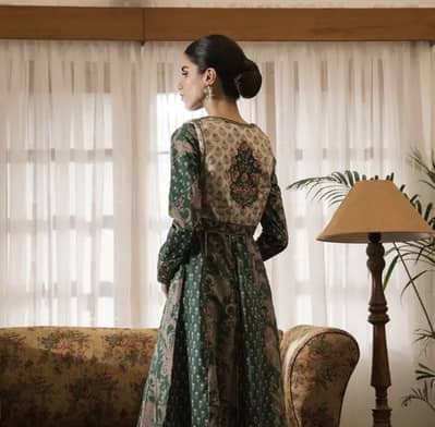 Rozana collection raw silk lawn dress
