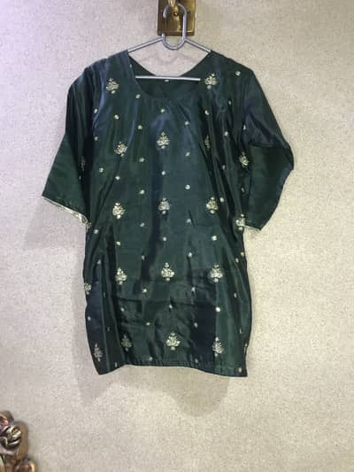 Beautiful Dark Green & Rust Sharara Suit with organza dupatta