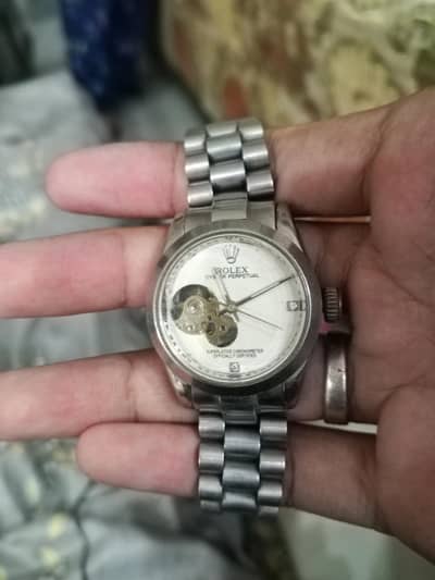 Rolex skeleton open heart watch