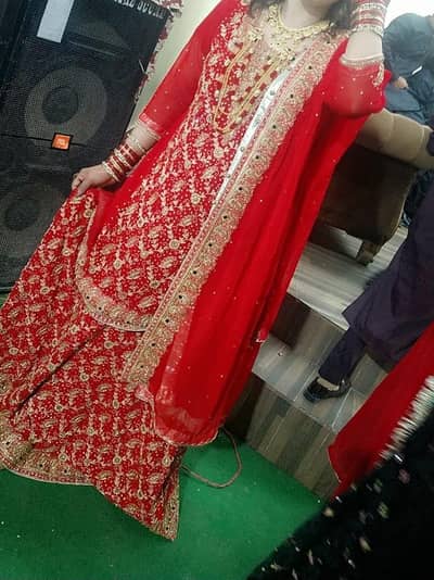 Red Bridal Sharara/Wedding Dress -Heavy Embroidery