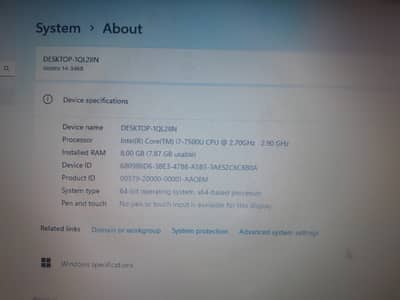 Dell vostro i7 7th generation 8/500 gb