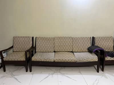 5 Seater Wooden Sofa Set + 3 Tables | 10-Year Cushion Warranty