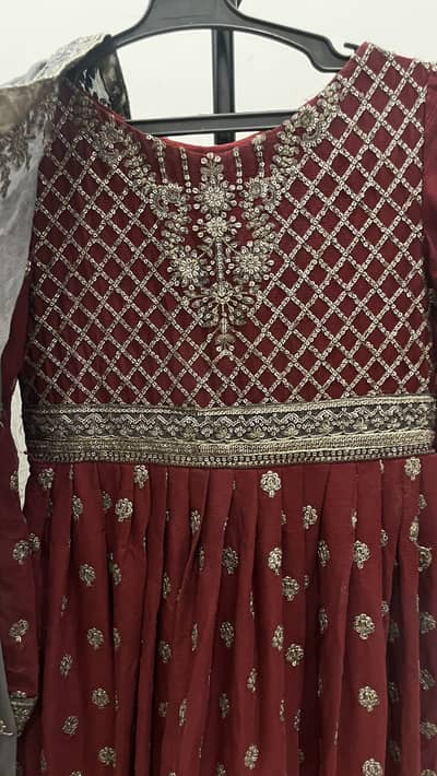 3 piece maroon dress