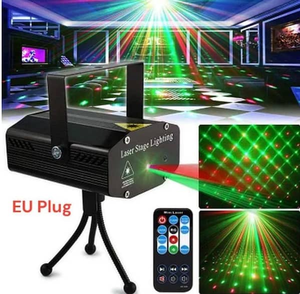 Mini Laser Lights LED Stage Light DJ Disco Light Projector New Sound Activated Remote Control Flash For Christmas Party Lights