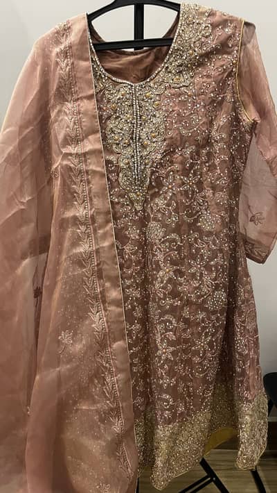 2 piece fully embroidered dupatta and frock