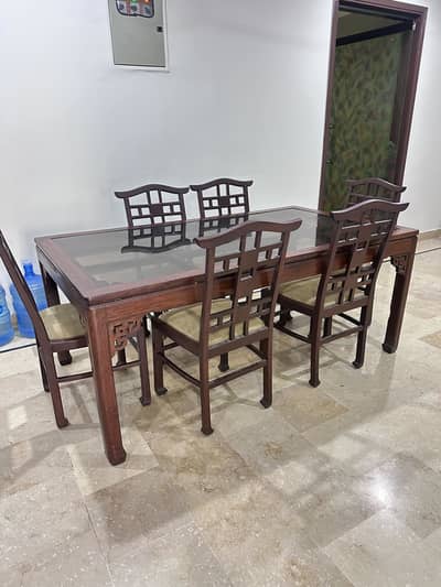 6 seater wooden dining table