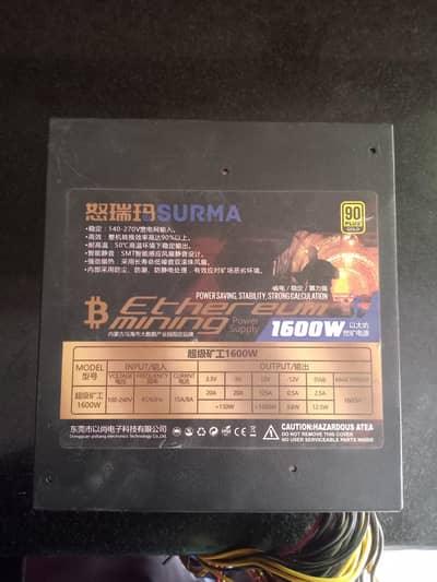 1600 Watt 90 plus gold power supply for sale