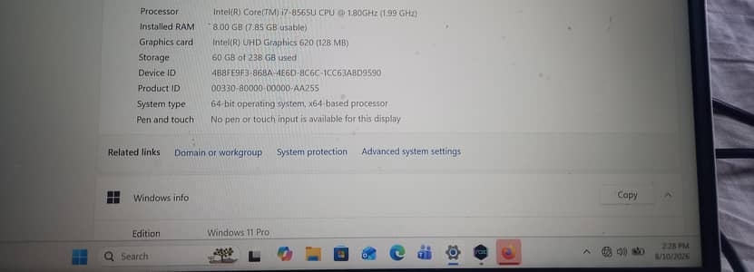 Core i7 8th Gen | 8GB RAM | 256GB SSD | 10/10 Condition