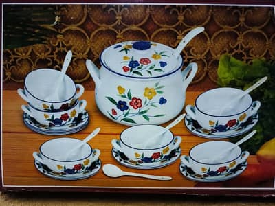 Beautiful Floral Soup Set