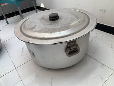 Large Aluminum Deg / Cooking Pot with Lid – Heavy Duty