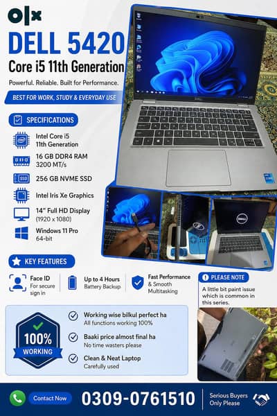 Dell Latitude 5420 | Core i5 11th Generation | 16GB DDR4 Ram 256GB SSD