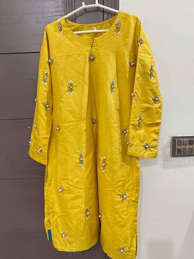 Mustard Yellow Kurti | Elegant Party Wear | Size M