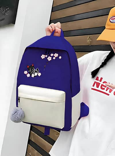 Blue Cat Design Backpack for Students & Professionals