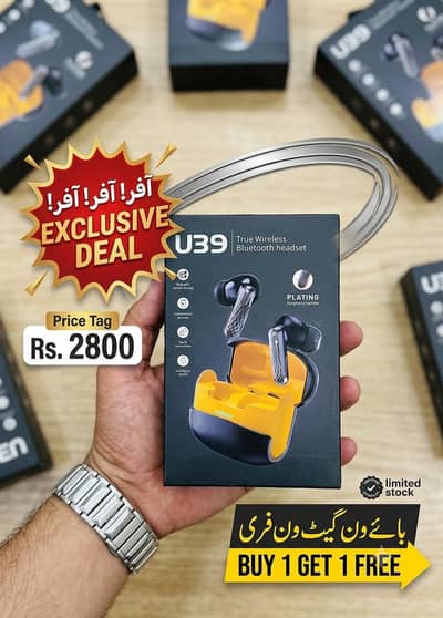 U39 AirBuds fully Waterproof with charging cable in box