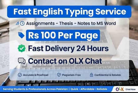 fast english typing service for $ thesis Lahore