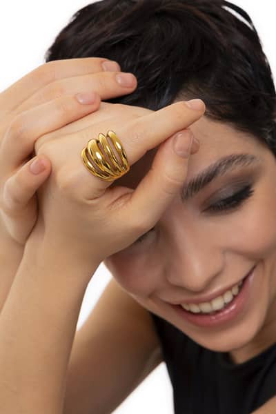 High quality imported stainless steel gold plated ring
