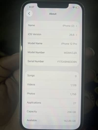 Apple iPhone 12 Pro 256GB batry Health 84%
