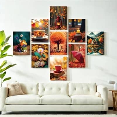 9 piece abstract wall Art set for home decor