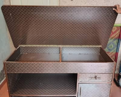 Wooden Storage Table with Top box + Drawer + Cabinet For sale