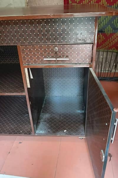 Wooden Storage Counter with Top box + Drawer + Cabinet For sale