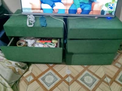 Bed with side tables , Led 43" and cupboard for sale
