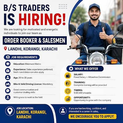 Order Booker & Salesman | Male Salesman Staff Job | Jobs in Karachi