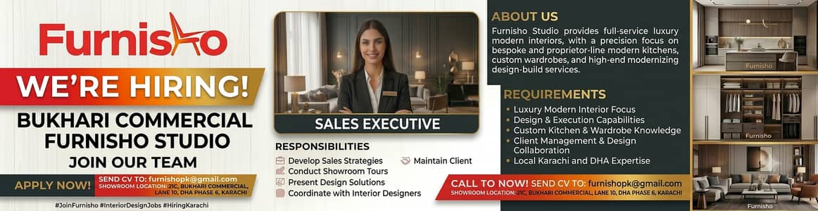 Sales Executive Needed - Furniture & Interior Showroom (DHA Karachi)
