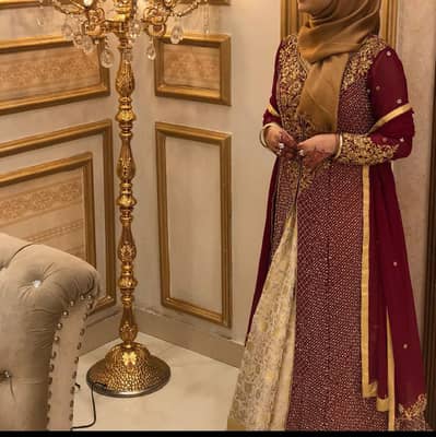 UK Imported Burgundy & Gold Wedding Dress,Worn Once