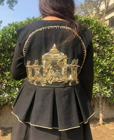 Black Hand Embellished Jacket – Elegant Formal Wear