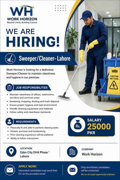 Sweeper/Cleaner- Lahore