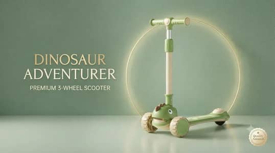 *Dinosaur 3-Wheel Scooty For Kids - Multicolor | 1 Pc