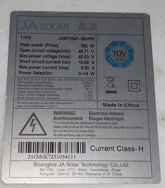 JA Solar High Qualtity 14 Solar Panels 380w
