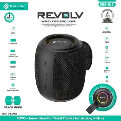 SOVO REVOLV SBS-515 Wireless Bluetooth Speaker – RGB Lights