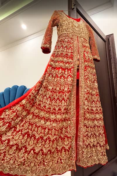 1 Time Worn Red & Gold Bridal Lehenga | Gown Style